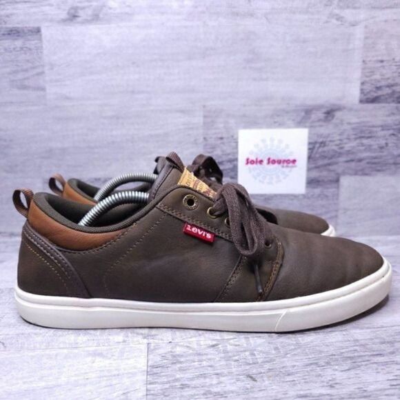 Levi's Alpine Waxed Faux Leather Lace Up Casual Sneaker Brown Men's sz 10 - Picture 1 of 7